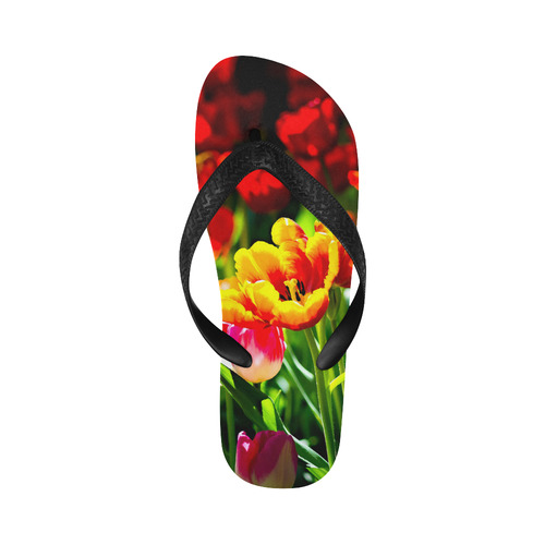 Tulip Flower Colorful Beautiful Spring Floral Flip Flops for Men/Women (Model 040)