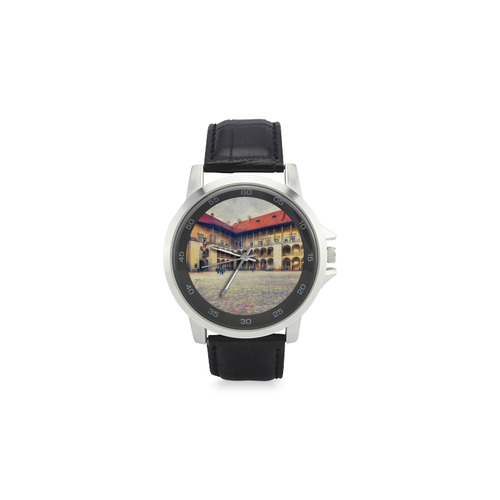 Cracow Krakow city art Unisex Stainless Steel Leather Strap Watch(Model 202)