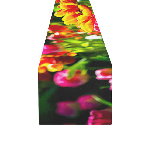 Colorful tulip flowers chic spring floral beauty Table Runner 14x72 inch