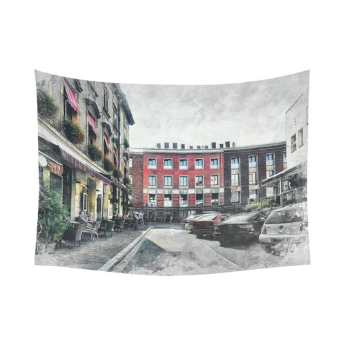 Cracow Krakow city art Cotton Linen Wall Tapestry 80"x 60"