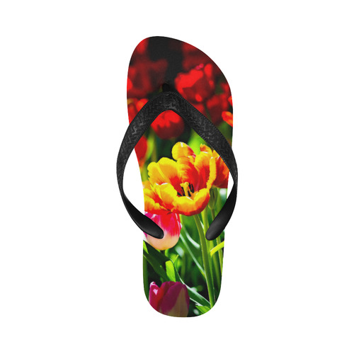 Colorful tulip flowers chic spring floral beauty Flip Flops for Men/Women (Model 040)