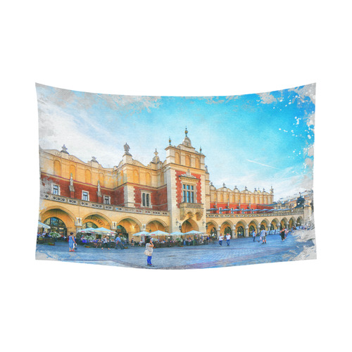 Cracow Krakow city art Cotton Linen Wall Tapestry 90"x 60"