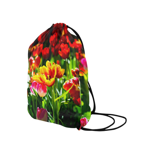 Tulip Flower Colorful Beautiful Spring Floral Large Drawstring Bag Model 1604 (Twin Sides)  16.5"(W) * 19.3"(H)