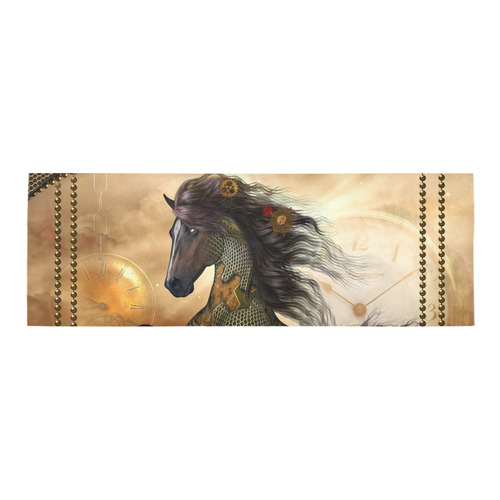 Aweseome steampunk horse, golden Area Rug 9'6''x3'3''