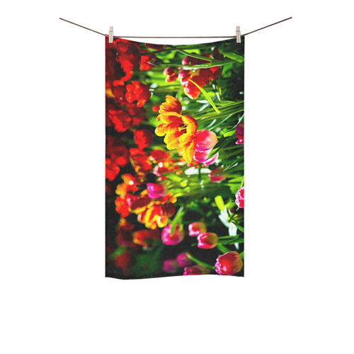 Colorful tulip flowers chic spring floral beauty Custom Towel 16"x28"