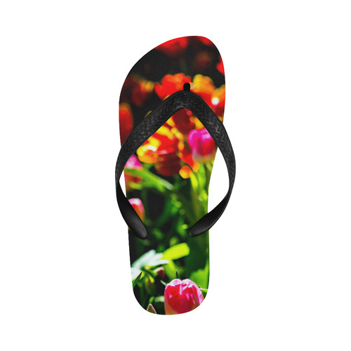 Colorful tulip flowers chic spring floral beauty Flip Flops for Men/Women (Model 040)
