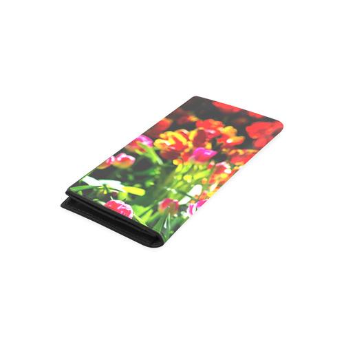 Colorful tulip flowers chic spring floral beauty Women's Leather Wallet (Model 1611)