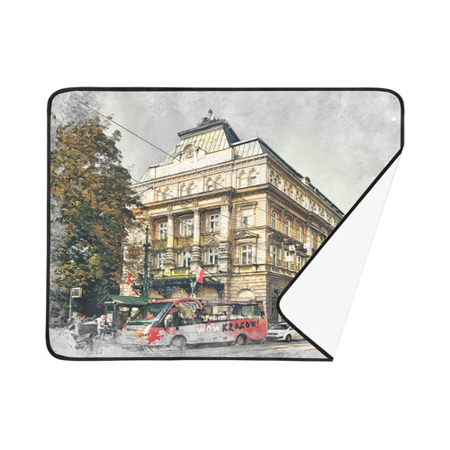 Cracow Krakow city art Beach Mat 78"x 60"