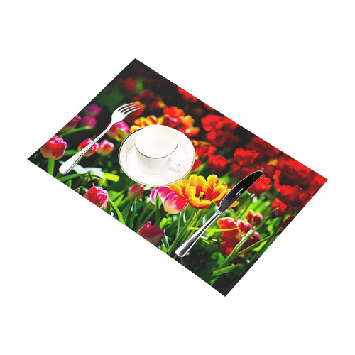 Colorful tulip flowers chic spring floral beauty Placemat 12’’ x 18’’ (Six Pieces)