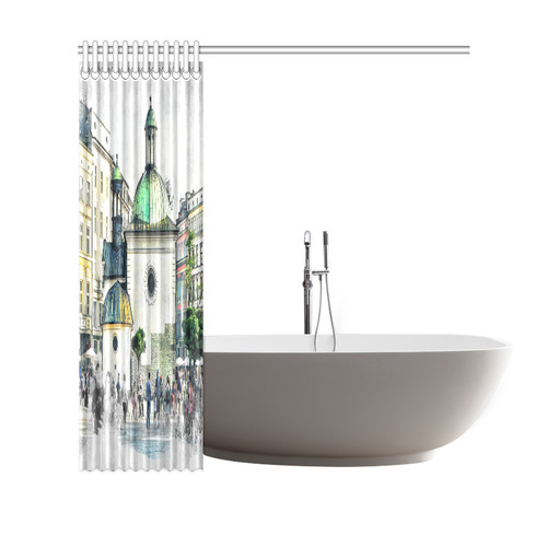 Cracow Krakow city art Shower Curtain 69"x70"