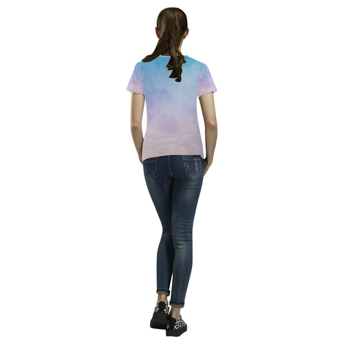 Lovely Aquarell Moves All Over Print T-Shirt for Women (USA Size) (Model T40)