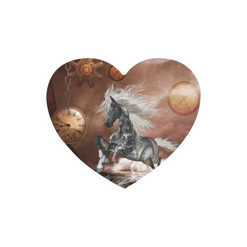 Amazing steampunk horse, silver Heart-shaped Mousepad
