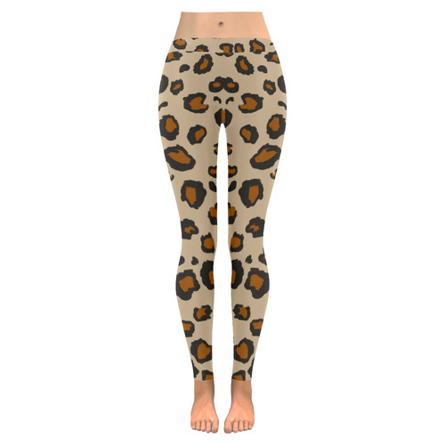 Leopard Print Women's Low Rise Leggings (Invisible Stitch) (Model L05)