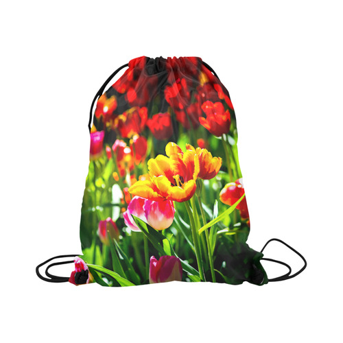 Tulip Flower Colorful Beautiful Spring Floral Large Drawstring Bag Model 1604 (Twin Sides)  16.5"(W) * 19.3"(H)