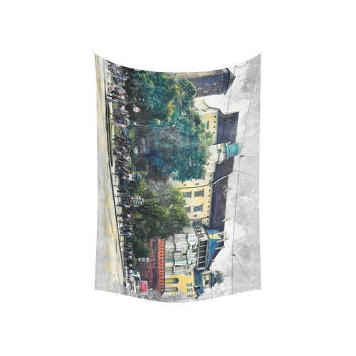 Cracow Krakow city art Cotton Linen Wall Tapestry 60"x 40"