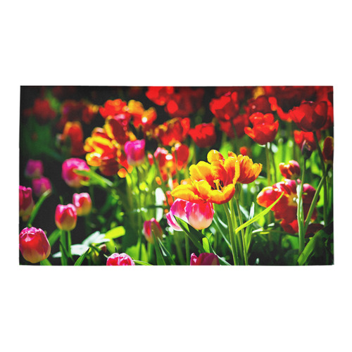 Colorful tulip flowers chic spring floral beauty Bath Rug 16''x 28''