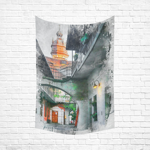 Cracow Krakow city art Cotton Linen Wall Tapestry 60"x 90"