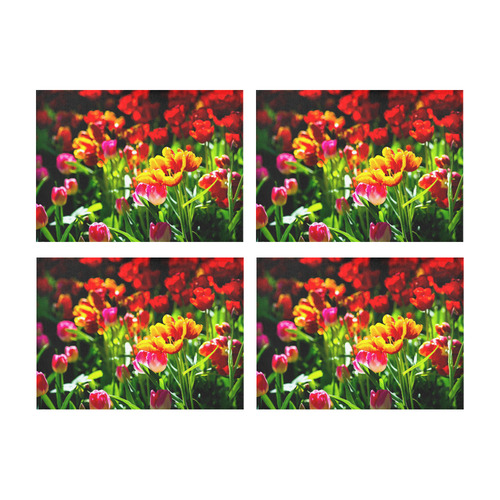 Colorful tulip flowers chic spring floral beauty Placemat 14’’ x 19’’ (Set of 4)