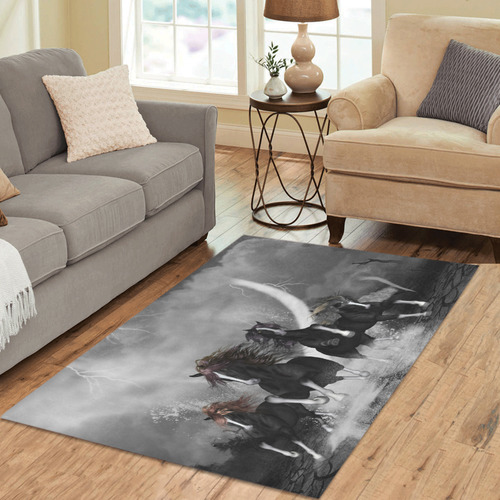 Awesome running black horses Area Rug 5'3''x4'