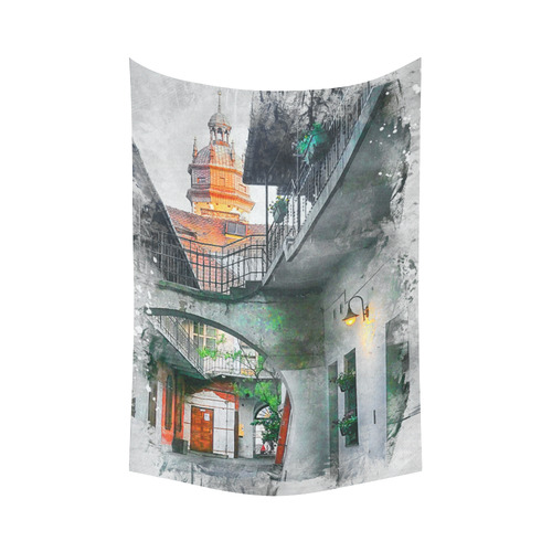 Cracow Krakow city art Cotton Linen Wall Tapestry 60"x 90"