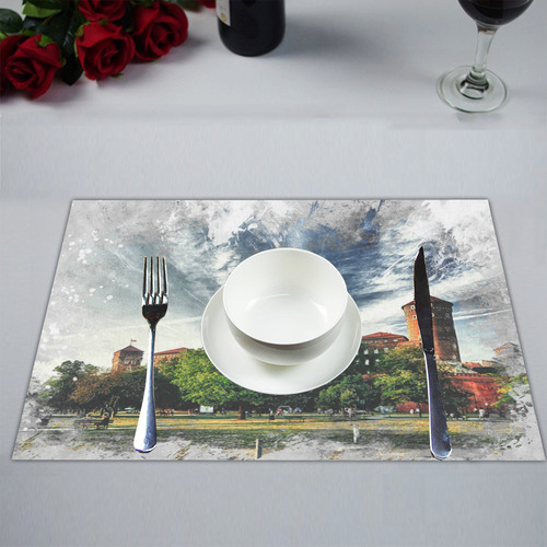 Cracow Krakow city art Placemat 14’’ x 19’’ (Set of 6)