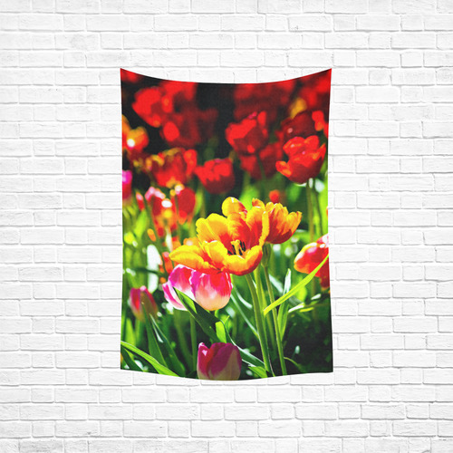 Tulip Flower Colorful Beautiful Spring Floral Cotton Linen Wall Tapestry 40"x 60"