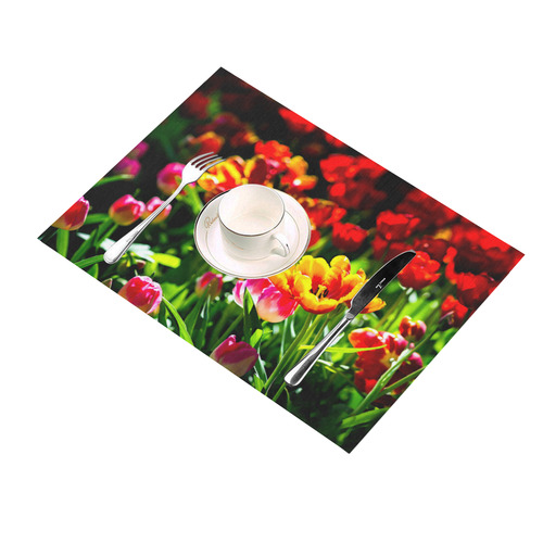 Colorful tulip flowers chic spring floral beauty Placemat 14’’ x 19’’ (Set of 4)