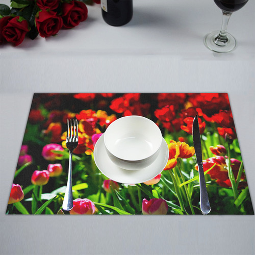 Colorful tulip flowers chic spring floral beauty Placemat 14’’ x 19’’ (Two Pieces)
