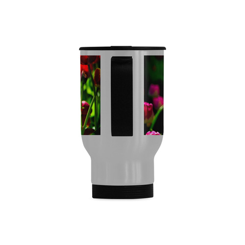 Colorful tulip flowers chic spring floral beauty Travel Mug (Silver) (14 Oz)