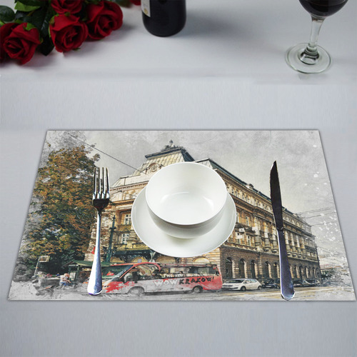 Cracow Krakow city art Placemat 14’’ x 19’’ (Set of 6)