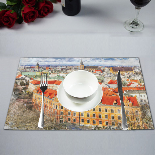 Cracow Krakow city art Placemat 12’’ x 18’’ (Set of 6)