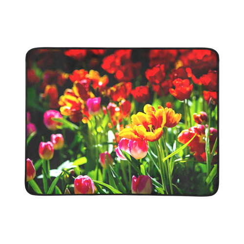 Colorful tulip flowers chic spring floral beauty Beach Mat 78"x 60"