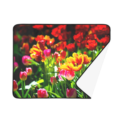 Colorful tulip flowers chic spring floral beauty Beach Mat 78"x 60"