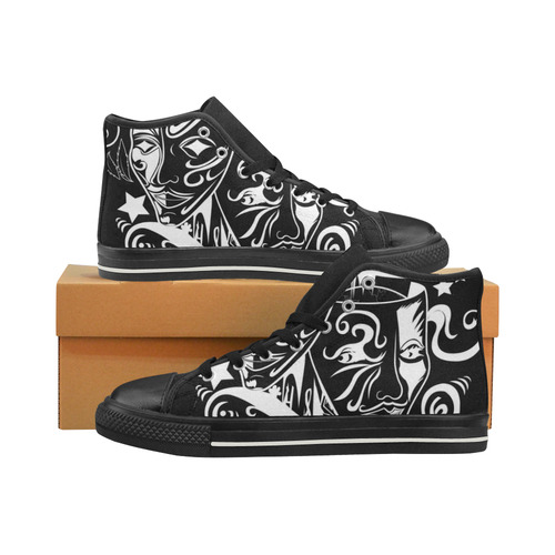 Zodiac - Gemini High Top Canvas Shoes for Kid (Model 017)