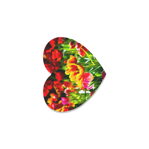Tulip Flower Colorful Beautiful Spring Floral Heart Coaster