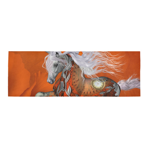 Wonderful steampunk horse, red white Area Rug 9'6''x3'3''