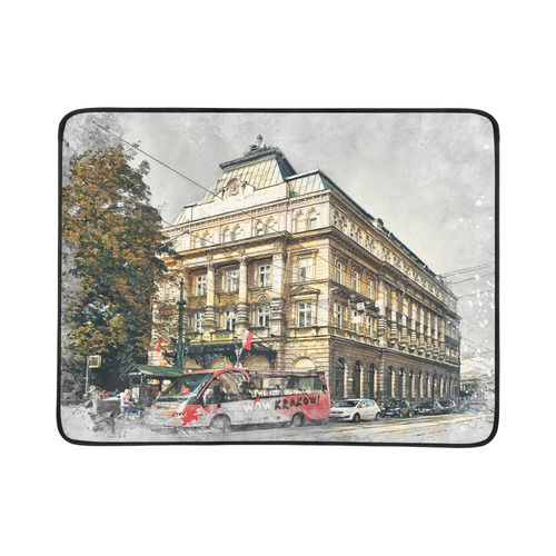 Cracow Krakow city art Beach Mat 78"x 60"