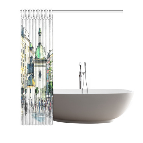 Cracow Krakow city art Shower Curtain 72"x72"