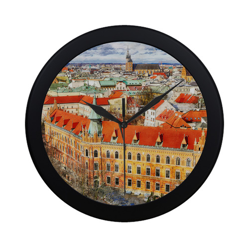 Cracow Krakow city art Circular Plastic Wall clock