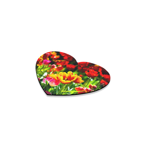 Tulip Flower Colorful Beautiful Spring Floral Heart Coaster