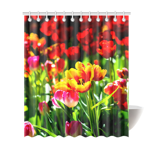 Tulip Flower Colorful Beautiful Spring Floral Shower Curtain 72"x84"