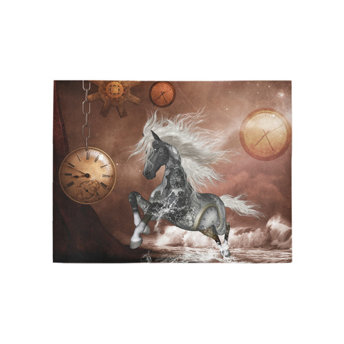 Amazing steampunk horse, silver Area Rug 5'3''x4'
