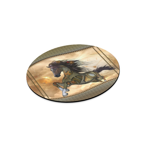 Aweseome steampunk horse, golden Round Mousepad