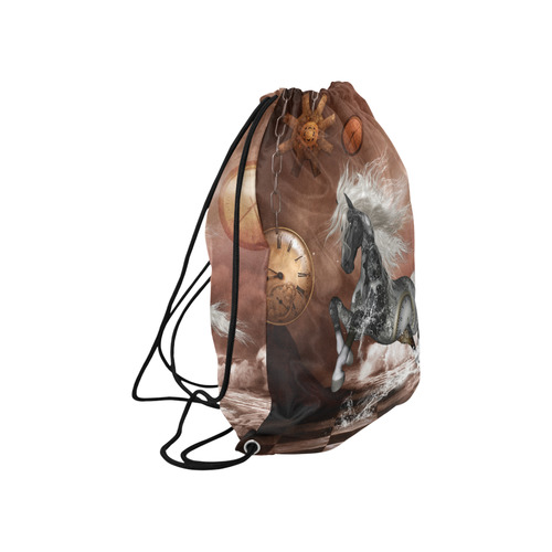 Amazing steampunk horse, silver Large Drawstring Bag Model 1604 (Twin Sides)  16.5"(W) * 19.3"(H)