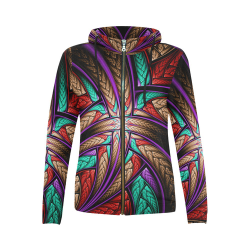 Wheaty All Over Print Full Zip Hoodie for Women (Model H14)