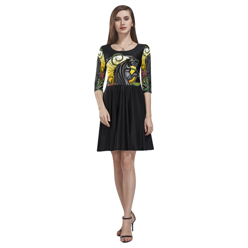 Panther Tethys Half-Sleeve Skater Dress(Model D20)