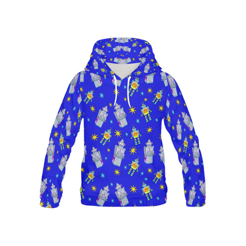 blue robots All Over Print Hoodie for Kid (USA Size) (Model H13)