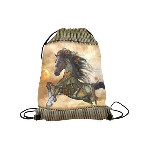 Aweseome steampunk horse, golden Medium Drawstring Bag Model 1604 (Twin Sides) 13.8"(W) * 18.1"(H)