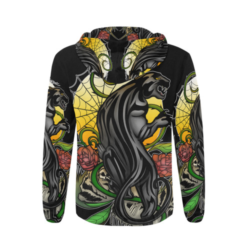 Panther All Over Print Full Zip Hoodie for Men (Model H14)