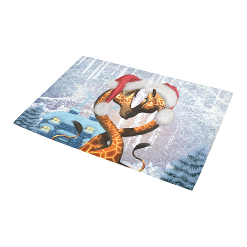 Christmas, funny giraffe Azalea Doormat 24" x 16" (Sponge Material)